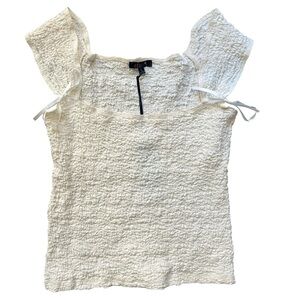 NWT dELiA*s What A Girl Wants Smocked Square-Neck Stretchy Cream Ivory Top